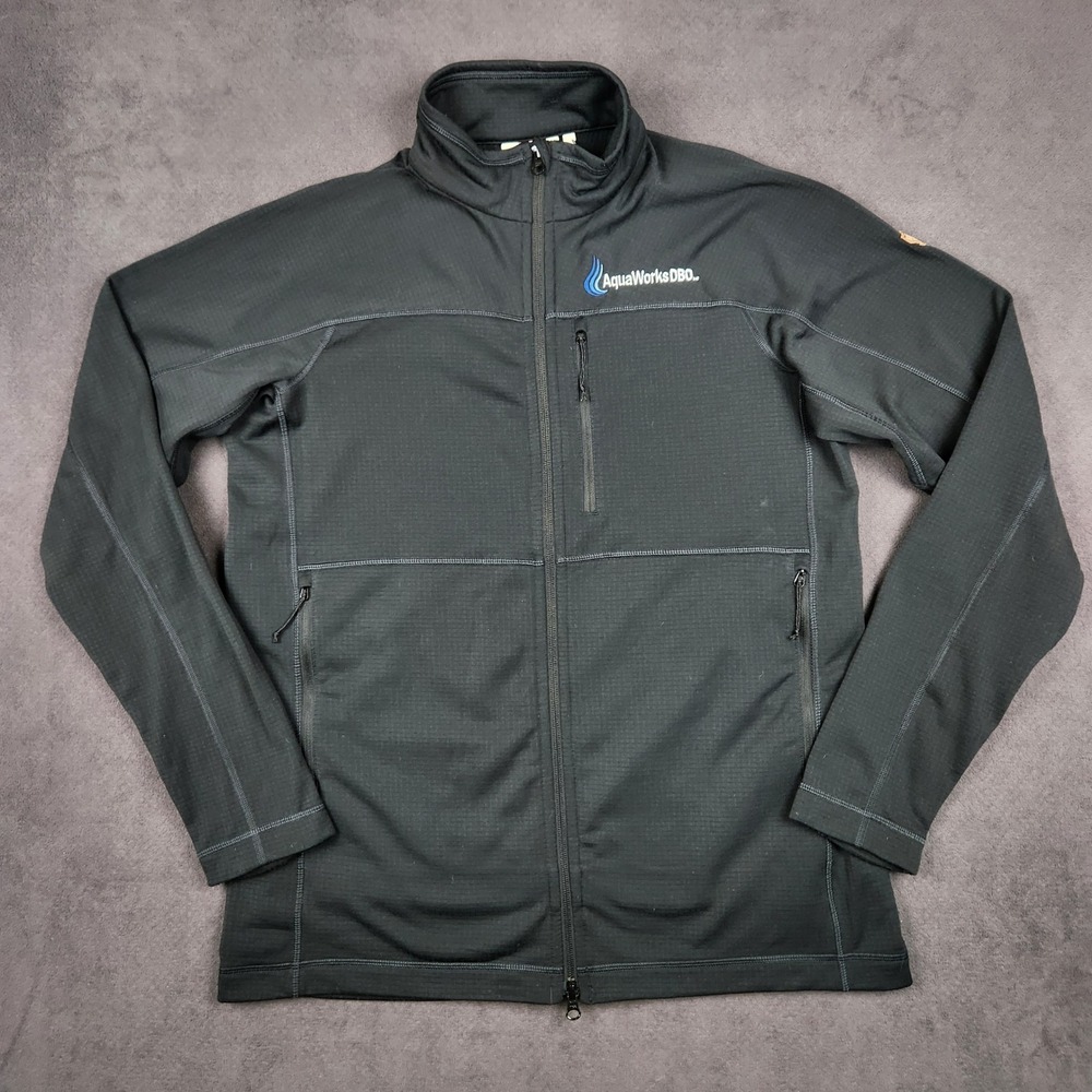 Fjallraven Abisko Lite Fleece Jacket Mens Large Black Full Zip Grid Tech LOGO